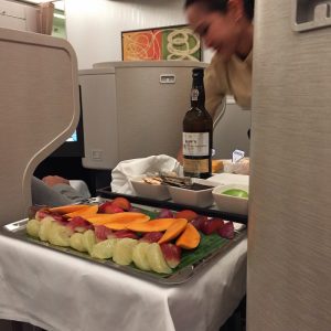 Cathay Pacific üzleti osztály 777 élelmiszer